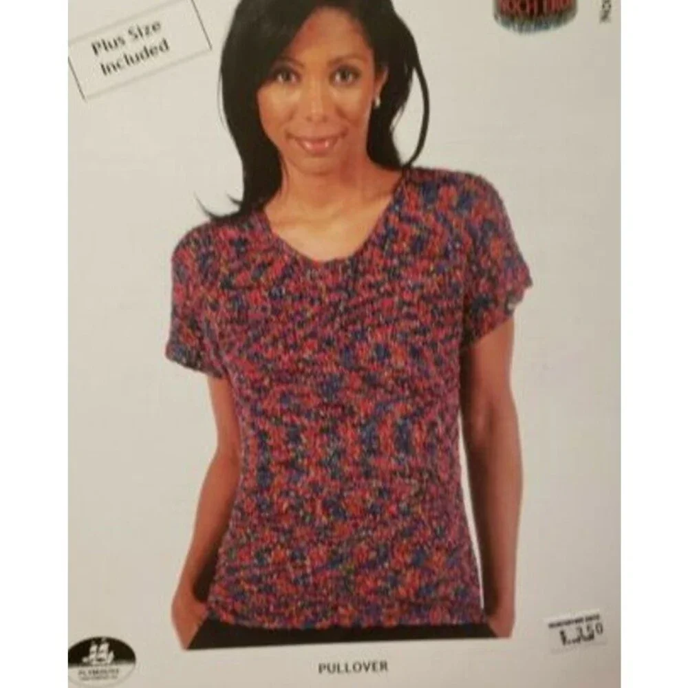 New Plymouth Yarn S333 Noch Eros Ladies Pullover Sweater Knitting Pattern Plus
